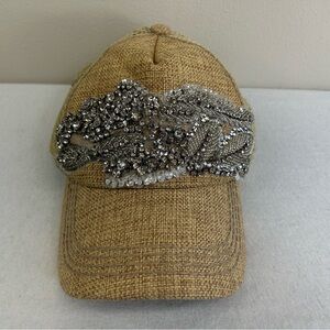 Olive & Pique Elegant Tan Trucker Hat with Silver Embellishments Coastal Cowgirl